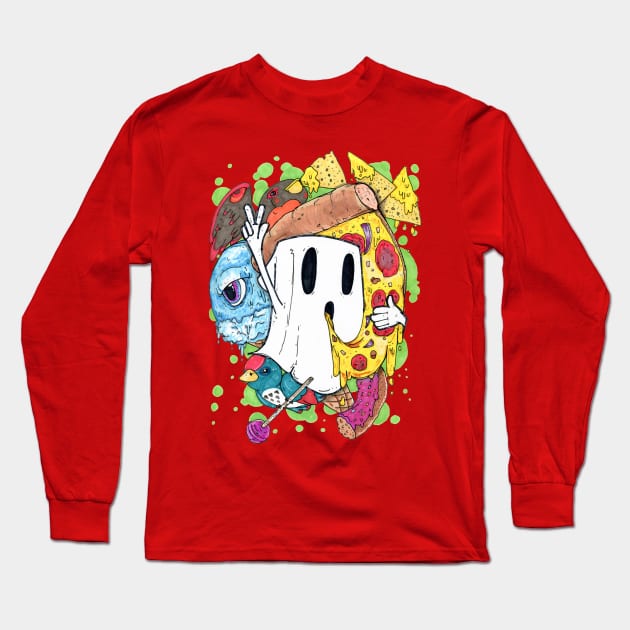 Junk Food Ghost Long Sleeve T-Shirt by Sleepyvolf